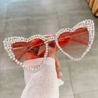 Cute Heart Shape Resin Special-shaped Mirror Diamond Frameless Women's Sunglasses sku image 3