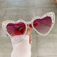 Cute Heart Shape Resin Special-shaped Mirror Diamond Frameless Women's Sunglasses sku image 4