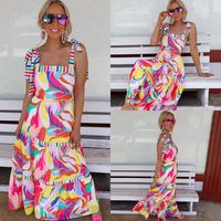 Women's Swing Dress Casual Square Neck Printing Patchwork Sleeveless Printing Maxi Long Dress Daily main image 3