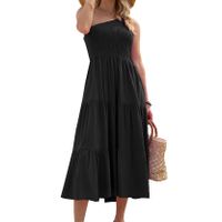 Mujeres Vestido Oscilante Vacaciones Cuello Alto Labor De Retazos Escotado Por Detrás Sin Mangas Color Sólido Vestido A Media Pierna Viaje sku image 12