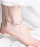 Wholesale Jewelry 1 Piece Simple Style Solid Color Sterling Silver 14k Gold Plated Anklet main image 1