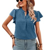 Women's Blouse Short Sleeve Blouses Patchwork Casual Solid Color main image 2