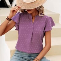 Women's Blouse Short Sleeve Blouses Patchwork Casual Solid Color main image 4