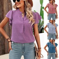 Women's Blouse Short Sleeve Blouses Patchwork Casual Solid Color main image 1