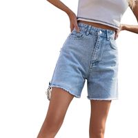 Women's Daily Street Casual Solid Color Knee Length Washed Jeans Straight Pants main image 4