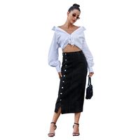 Summer Spring Streetwear Solid Color Cotton Polyester Maxi Long Dress Skirts main image 2