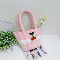 Women's Medium Spring&summer Cotton Fruit Streetwear Square Open Bucket Bag main image 1