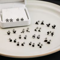 1 Pair Simple Style Flower Enamel Plating Stainless Steel Ear Studs main image 1