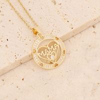 Wholesale Casual Mama Letter Heart Shape Stainless Steel Rhinestone 18k Gold Plated Zircon Pendant Necklace sku image 9