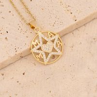 Wholesale Casual Mama Letter Heart Shape Stainless Steel Rhinestone 18k Gold Plated Zircon Pendant Necklace sku image 4