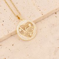 Wholesale Casual Mama Letter Heart Shape Stainless Steel Rhinestone 18k Gold Plated Zircon Pendant Necklace sku image 2