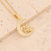 Wholesale Casual Mama Letter Heart Shape Stainless Steel Rhinestone 18k Gold Plated Zircon Pendant Necklace sku image 10