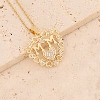 Wholesale Casual Mama Letter Heart Shape Stainless Steel Rhinestone 18k Gold Plated Zircon Pendant Necklace sku image 1