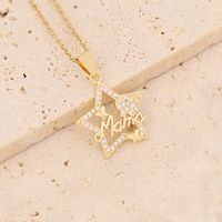 Wholesale Casual Mama Letter Heart Shape Stainless Steel Rhinestone 18k Gold Plated Zircon Pendant Necklace sku image 1