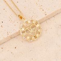 Wholesale Casual Mama Letter Heart Shape Stainless Steel Rhinestone 18k Gold Plated Zircon Pendant Necklace sku image 7