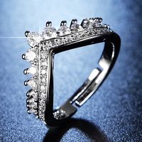 Luxurious Square Copper Plating Inlay Zircon Open Ring sku image 12