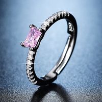 Luxurious Square Copper Plating Inlay Zircon Open Ring sku image 4