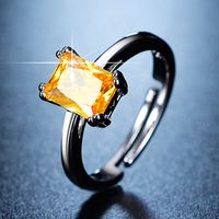 Luxurious Square Copper Plating Inlay Zircon Open Ring sku image 1