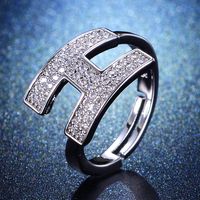 Luxurious Square Copper Plating Inlay Zircon Open Ring sku image 21