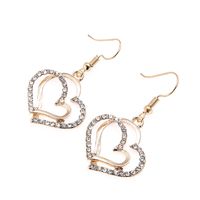 1 Juego Moda Forma De Corazón Aleación Enchapado Embutido Diamante Artificial Mujeres Aretes Collar sku image 2