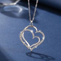 1 Juego Moda Forma De Corazón Aleación Enchapado Embutido Diamante Artificial Mujeres Aretes Collar sku image 1
