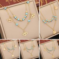 Wholesale Simple Style Star Flower Stainless Steel Pendant Necklace main image 1
