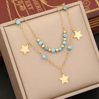 Wholesale Simple Style Star Flower Stainless Steel Pendant Necklace sku image 3