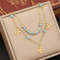 Wholesale Simple Style Star Flower Stainless Steel Pendant Necklace sku image 4