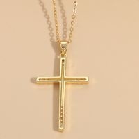 Casual Cross Copper Irregular Inlay Zircon 14k Gold Plated Necklace main image 4
