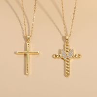 Casual Cross Copper Irregular Inlay Zircon 14k Gold Plated Necklace main image 7