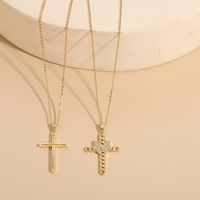 Casual Cross Copper Irregular Inlay Zircon 14k Gold Plated Necklace main image 9