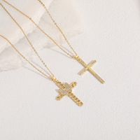 Casual Cross Copper Irregular Inlay Zircon 14k Gold Plated Necklace main image 8