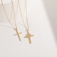 Casual Cross Copper Irregular Inlay Zircon 14k Gold Plated Necklace main image 10