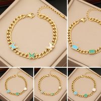 Wholesale Simple Style Butterfly Stainless Steel Gold Plated Bracelets main image 1