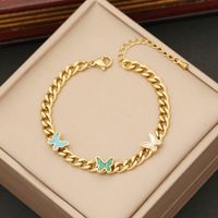 Wholesale Simple Style Butterfly Stainless Steel Gold Plated Bracelets sku image 1