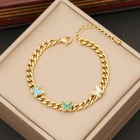 Wholesale Simple Style Butterfly Stainless Steel Gold Plated Bracelets main image 5