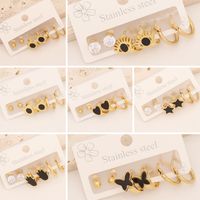 1 Set Casual Simple Style Pentagram Heart Shape Enamel Stainless Steel 18K Gold Plated Earrings Ear Studs main image 9