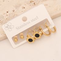 1 Set Casual Simple Style Pentagram Heart Shape Enamel Stainless Steel 18K Gold Plated Earrings Ear Studs main image 7