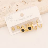 1 Set Casual Simple Style Pentagram Heart Shape Enamel Stainless Steel 18K Gold Plated Earrings Ear Studs main image 2