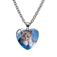 Cute Heart Shape Cat Glass Glass Plating Women's Pendant Necklace main image 2