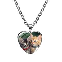 Cute Heart Shape Cat Glass Glass Plating Women's Pendant Necklace main image 4