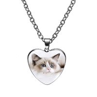 Cute Heart Shape Cat Glass Glass Plating Women's Pendant Necklace sku image 4