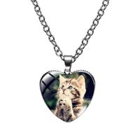 Cute Heart Shape Cat Glass Glass Plating Women's Pendant Necklace sku image 6