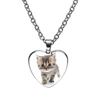 Cute Heart Shape Cat Glass Glass Plating Women's Pendant Necklace sku image 7