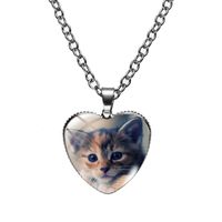 Cute Heart Shape Cat Glass Glass Plating Women's Pendant Necklace sku image 10