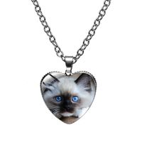 Cute Heart Shape Cat Glass Glass Plating Women's Pendant Necklace sku image 11