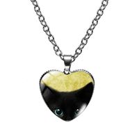 Cute Heart Shape Cat Glass Glass Plating Women's Pendant Necklace sku image 14