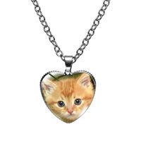 Cute Heart Shape Cat Glass Glass Plating Women's Pendant Necklace sku image 2