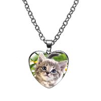 Cute Heart Shape Cat Glass Glass Plating Women's Pendant Necklace sku image 5