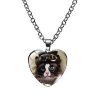 Cute Heart Shape Cat Glass Glass Plating Women's Pendant Necklace sku image 12